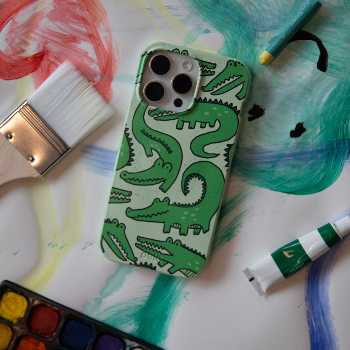 Sage Green Croc a Doodle iPhone 17 Case