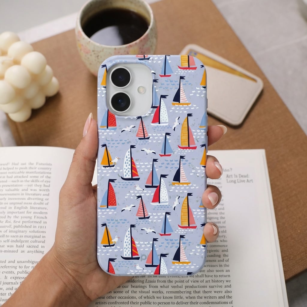 Powder Blue Sails and Seagulls Google Pixel 10a Case