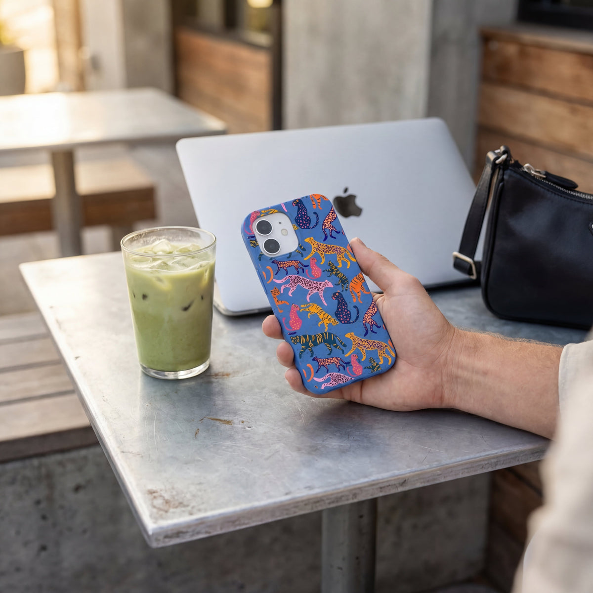Electric Blue Jungle Cat iPhone 16 Pro Case