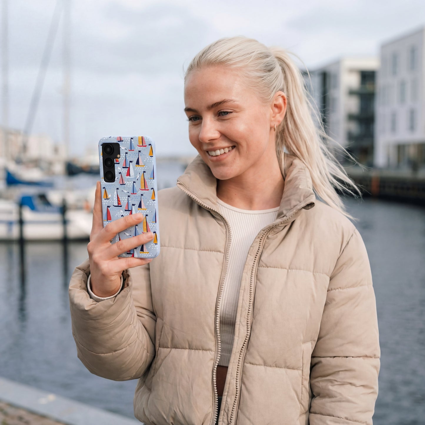 Powder Blue Sails and Seagulls Google Pixel 10a Case