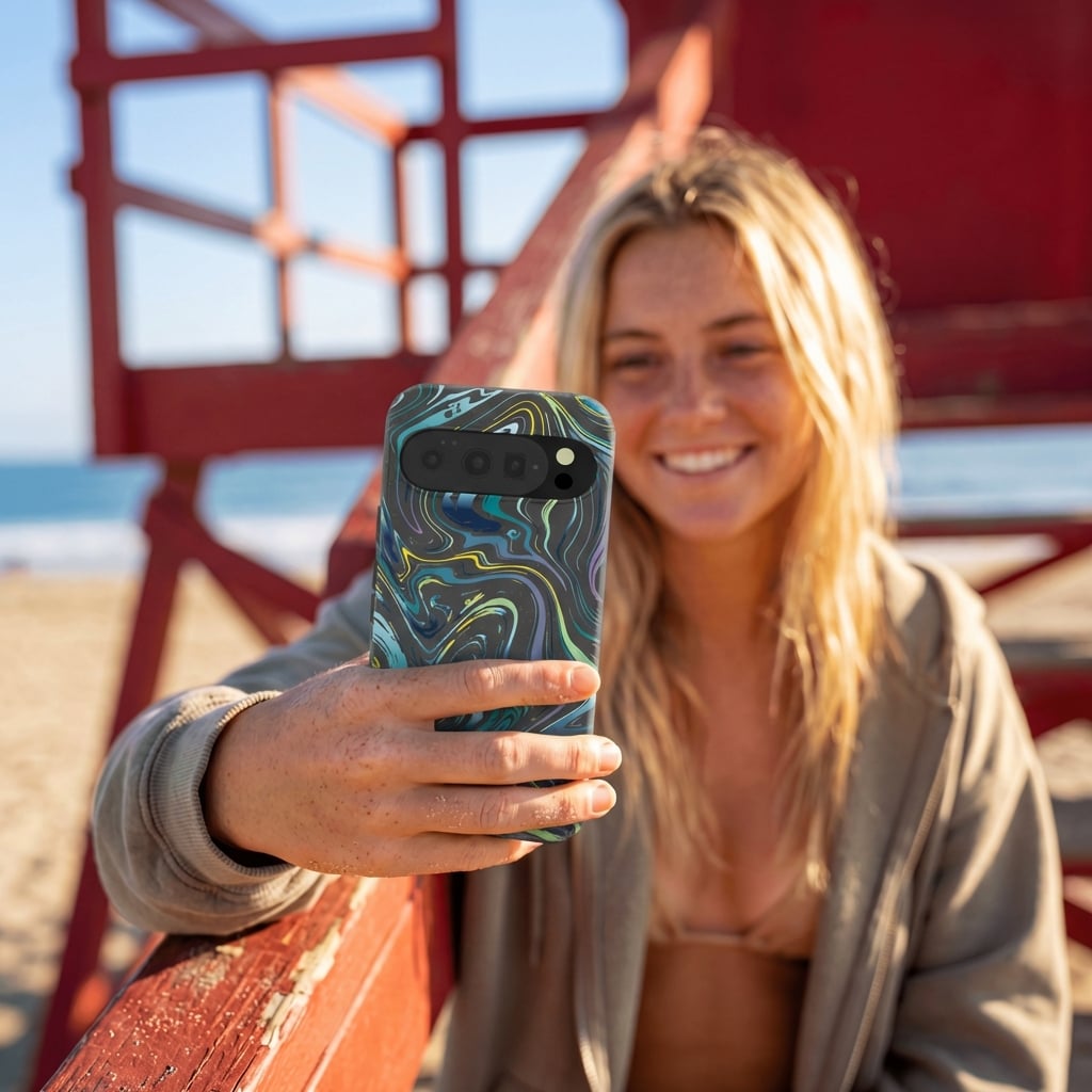 Black Space Waves Google Pixel 10/10 Pro Case