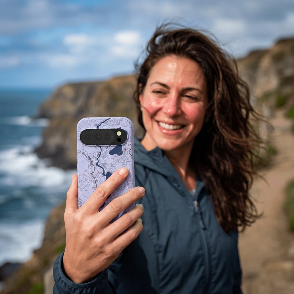 Powder Blue Contour Lines Google Pixel 10/10 Pro Case