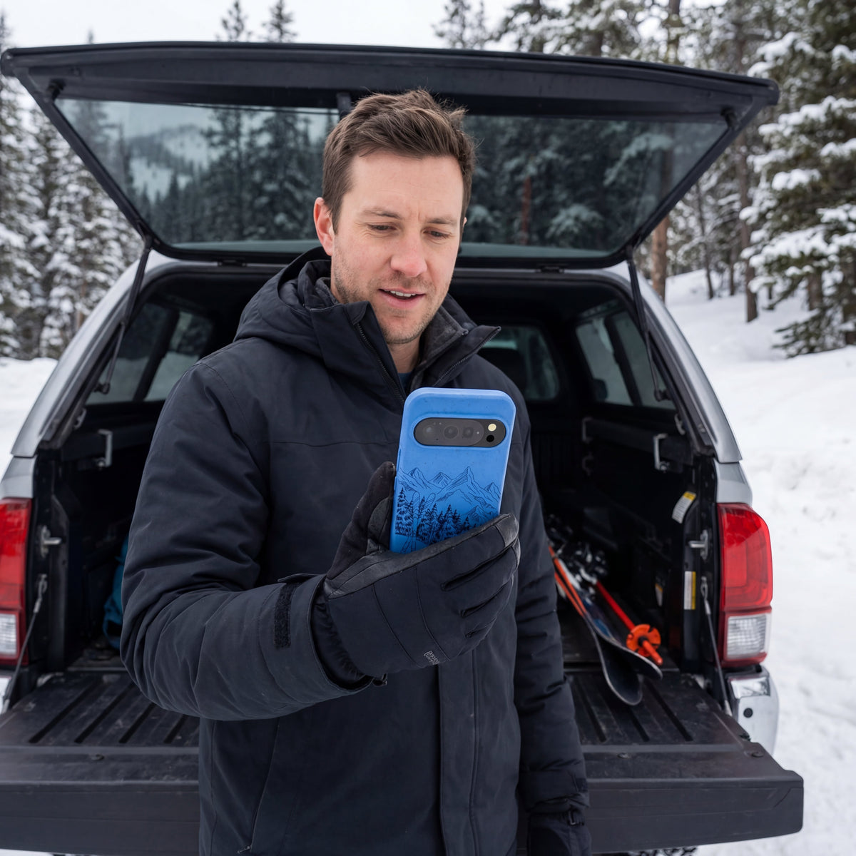 Electric Blue Backcountry Ski Google Pixel 10/10 Pro Case