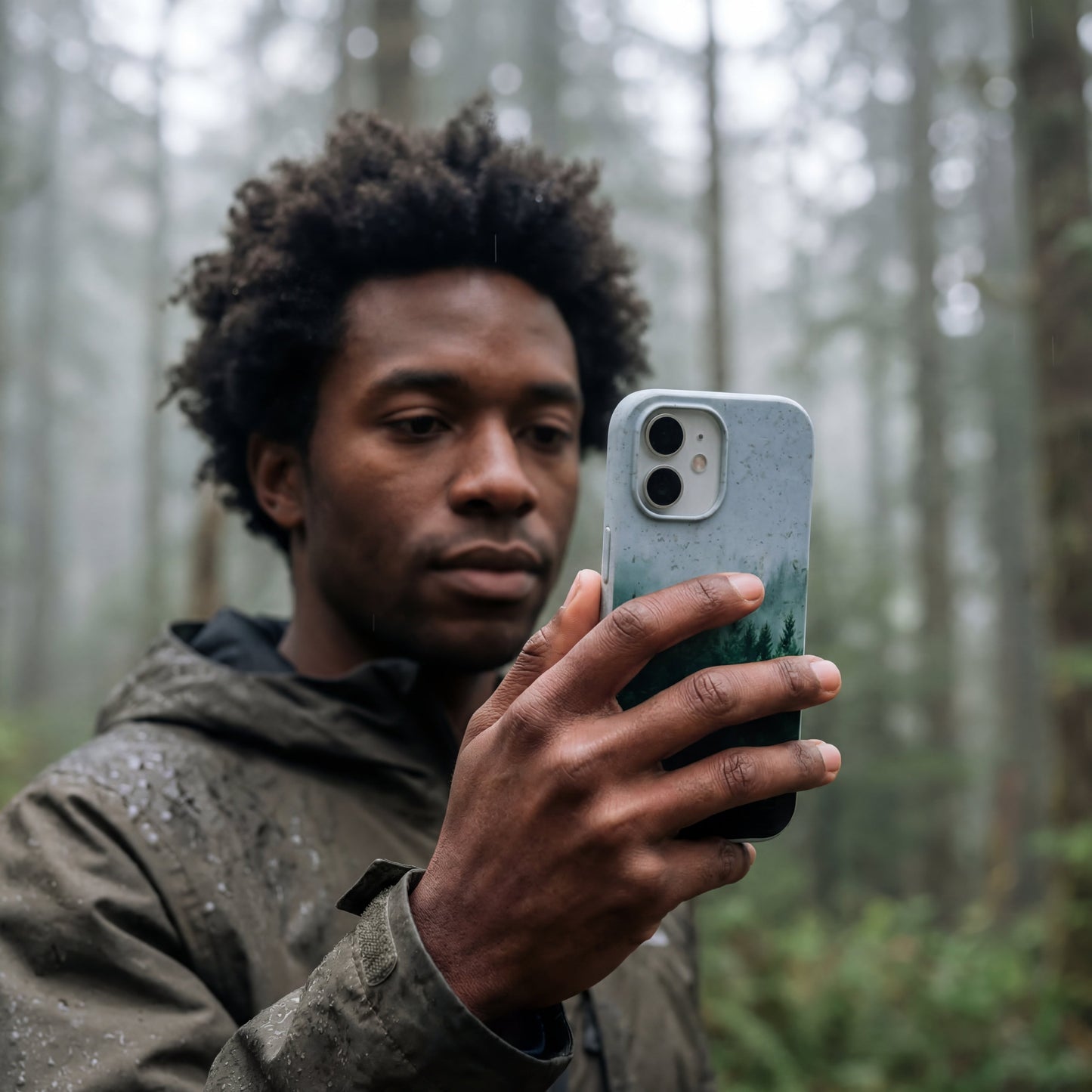 Powder Blue Forest Mist iPhone 17 Case
