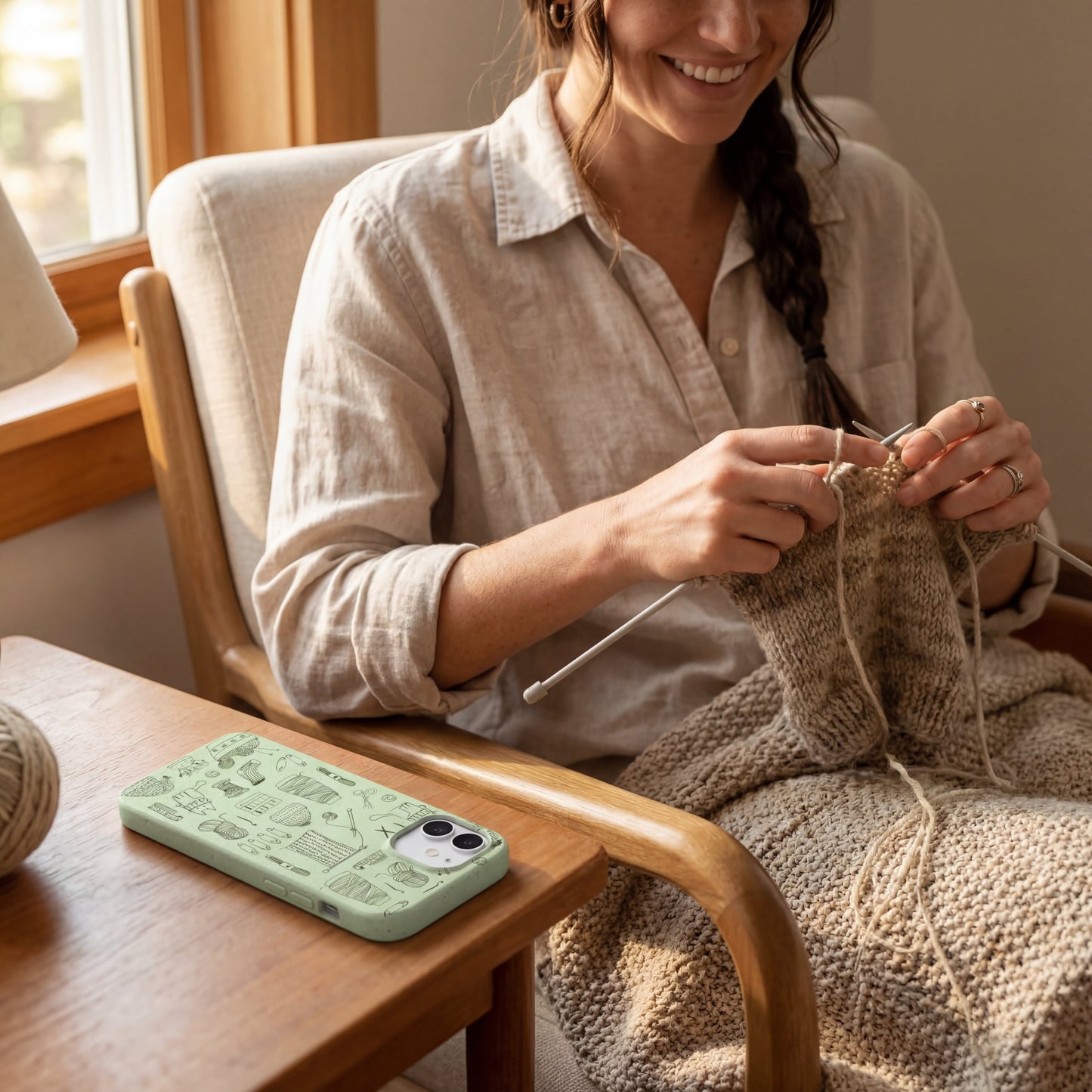 Sage Green Knit Nook iPhone 17 Pro Max Case