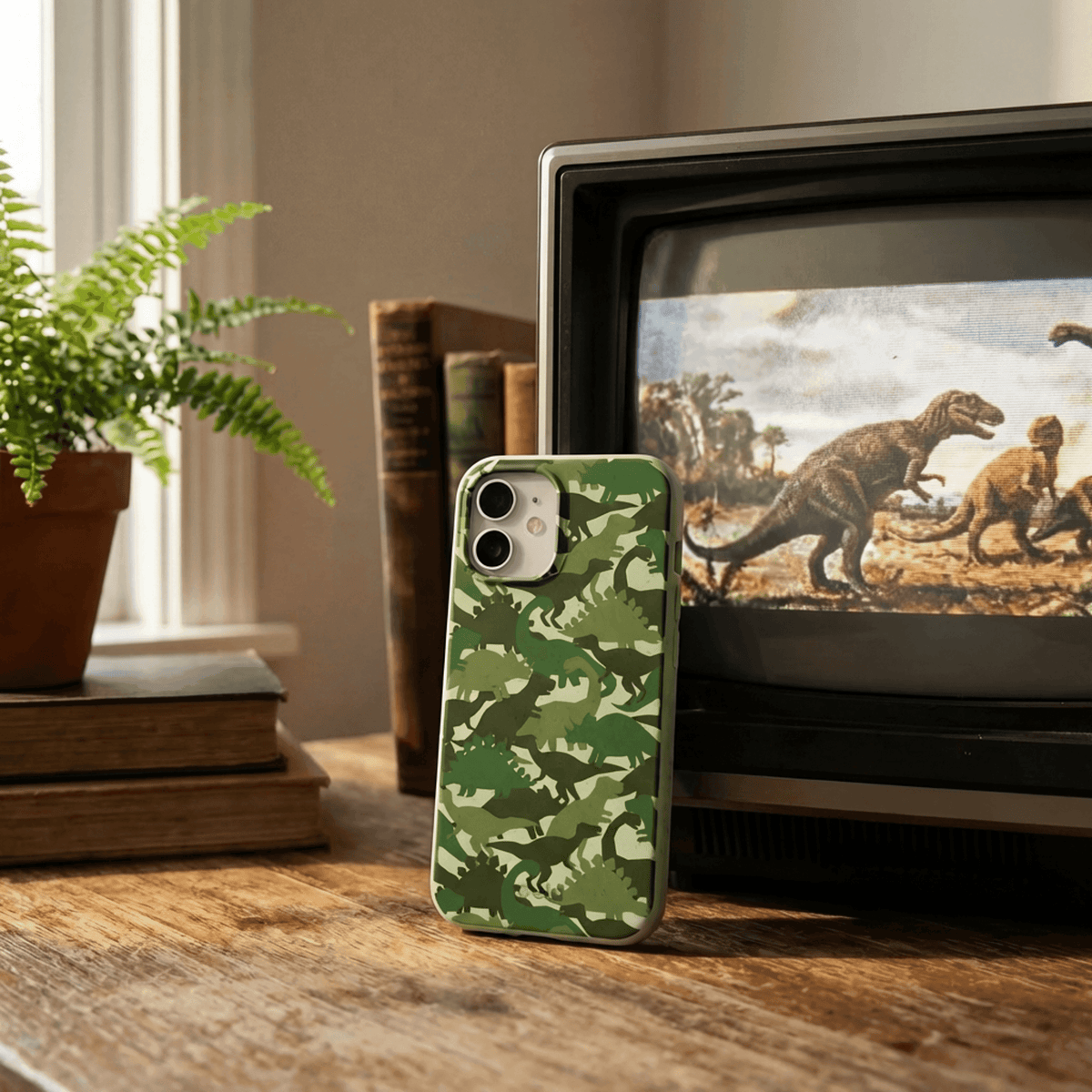 Sage Green Dino Camo iPhone Air Case