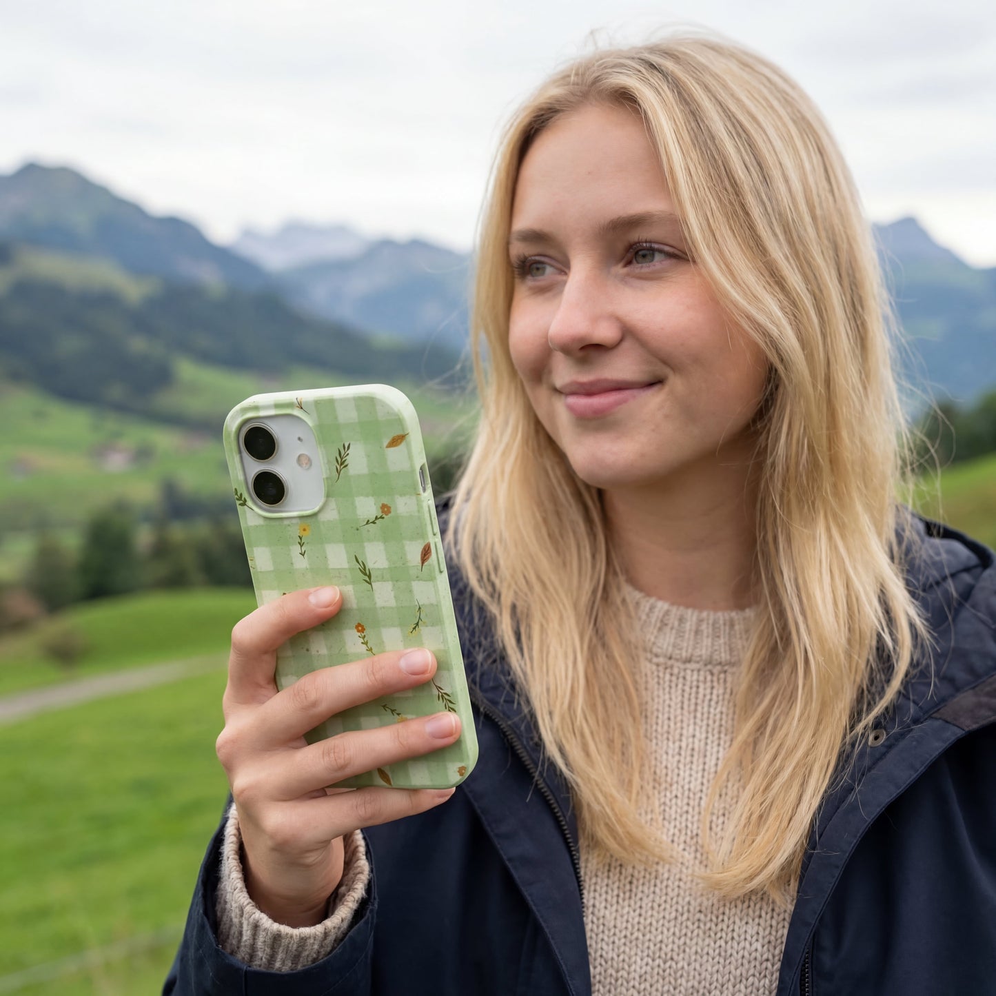 Sage Green Fall Gingham iPhone 17 Pro Case