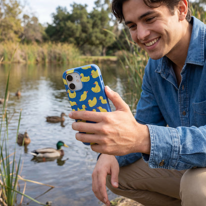 Electric Blue Sunny Ducklings iPhone 17 Pro Case