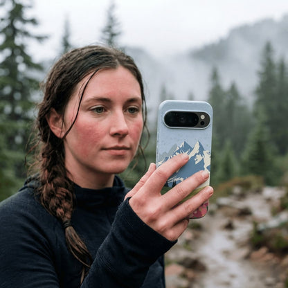 Powder Blue Mountains and Blooms Google Pixel 10/10 Pro Case