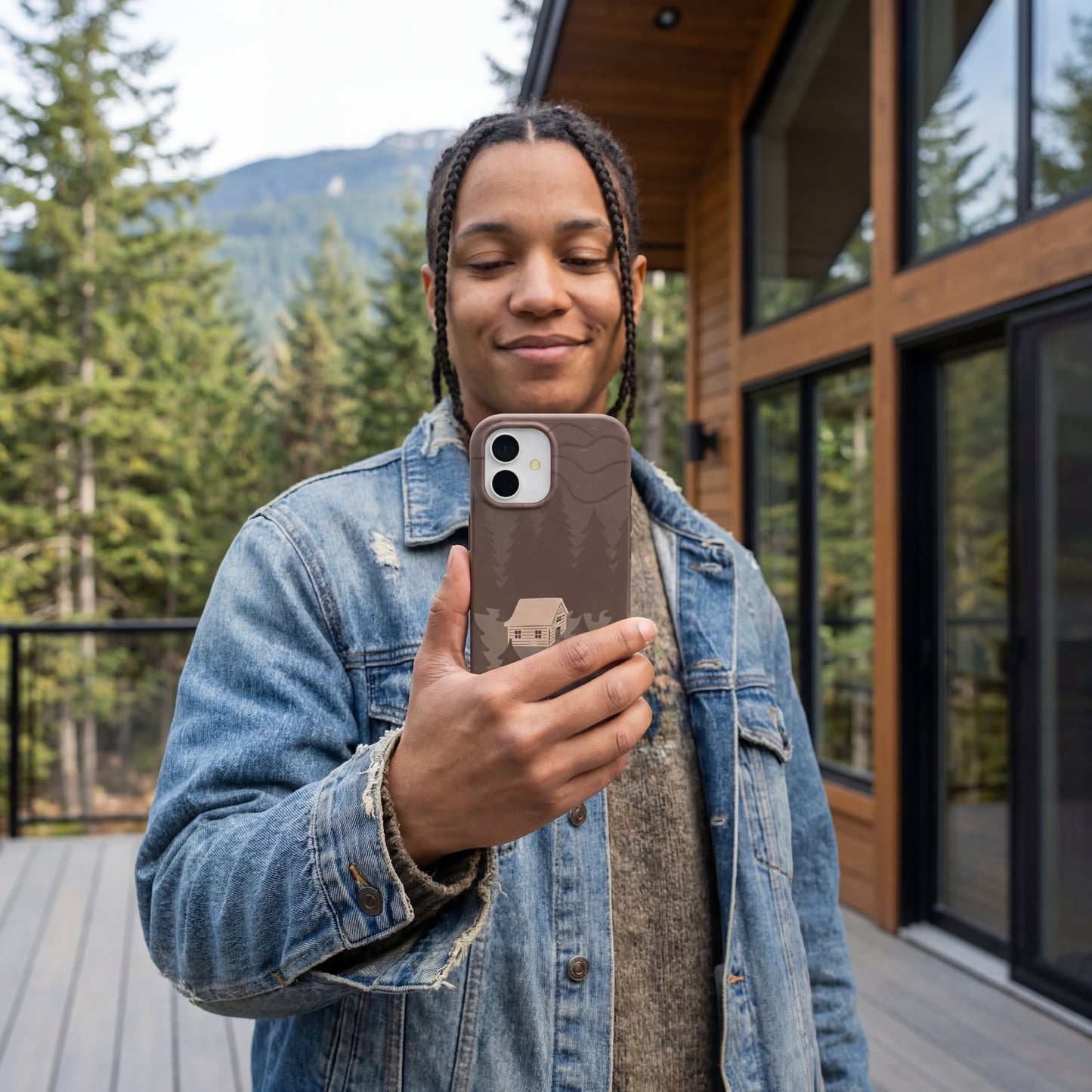 Chocolate Brown Hidden Cabin iPhone 17 Pro Case