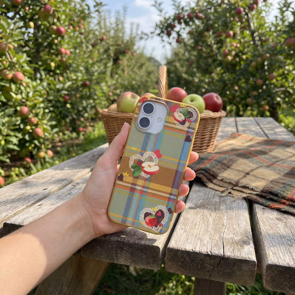 Honey Apple Plaid iPhone 17 Case
