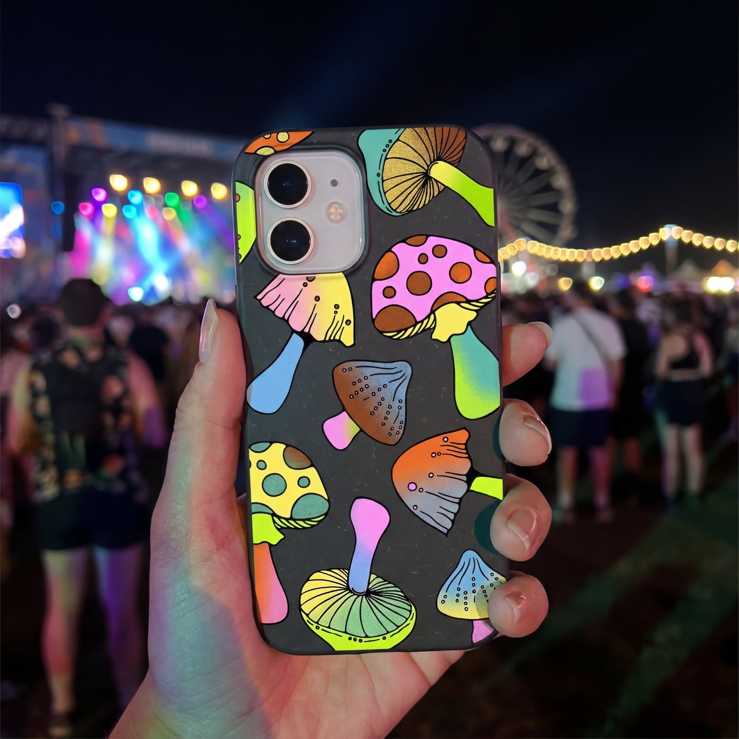 Black Mushroom Party iPhone 17 Case