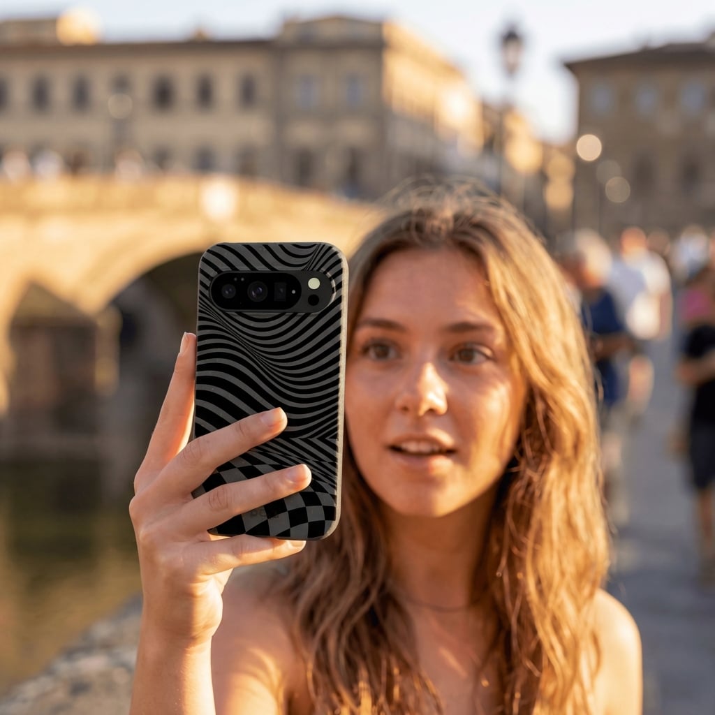 Black Melted Checkers Google Pixel 10/10 Pro Case