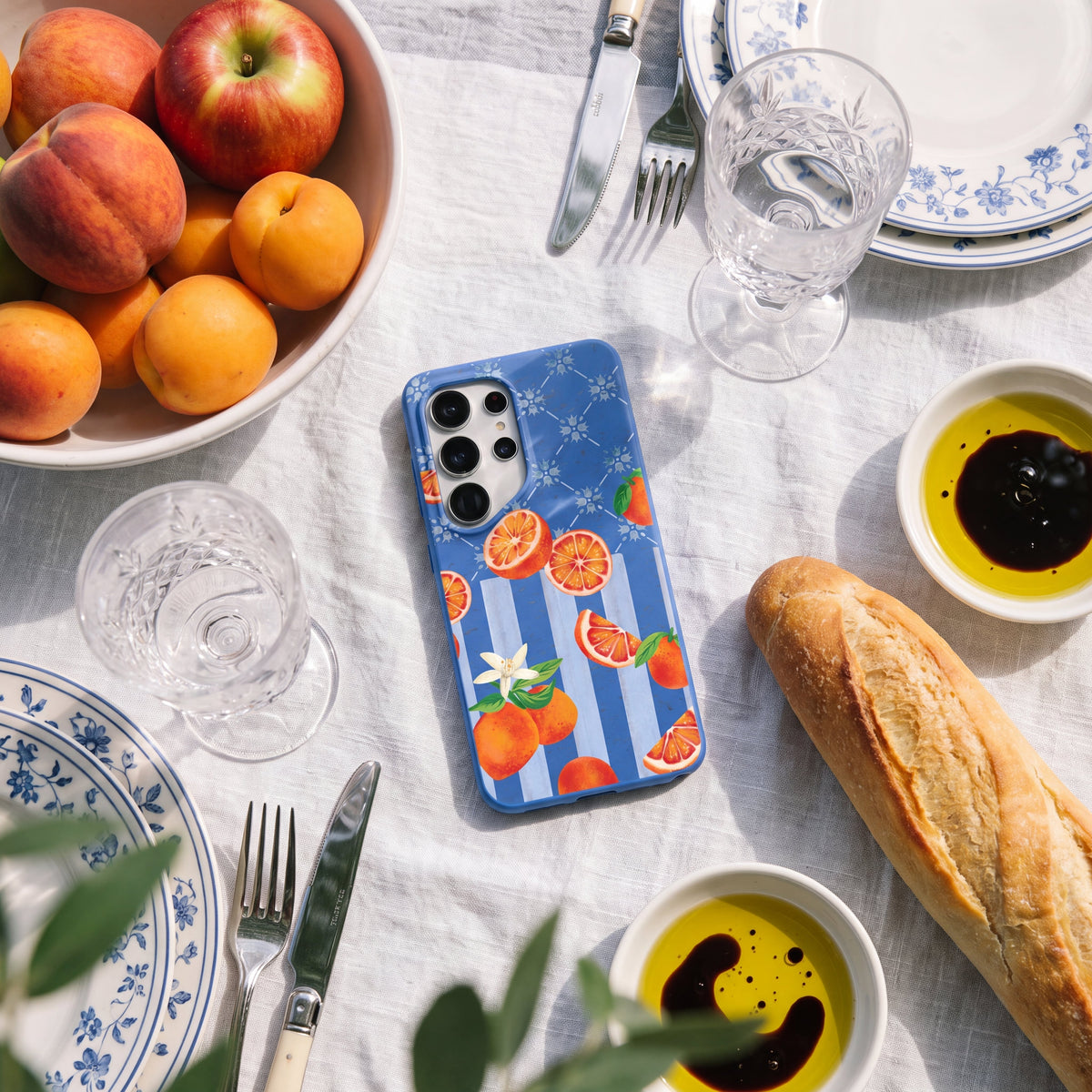 Electric Blue Tarocco Orange Tile Samsung Galaxy S26+(Plus) Case