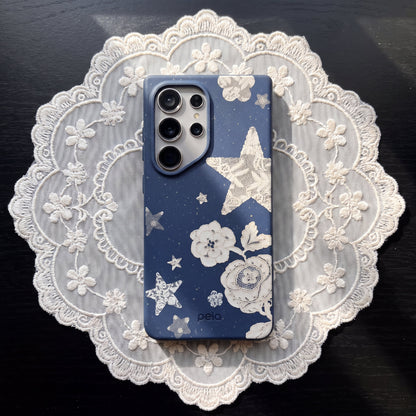 Navy Blue Romantic Lace Samsung Galaxy S26 Ultra Case