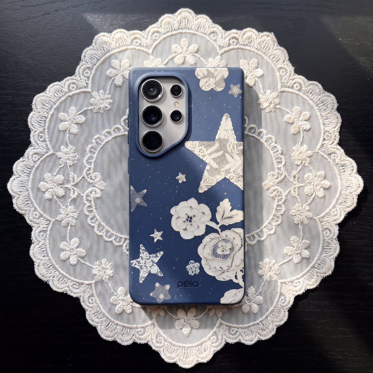 Navy Blue Romantic Lace Samsung Galaxy S26 Case