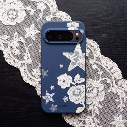 Navy Blue Romantic Lace Google Pixel 10/10 Pro Case