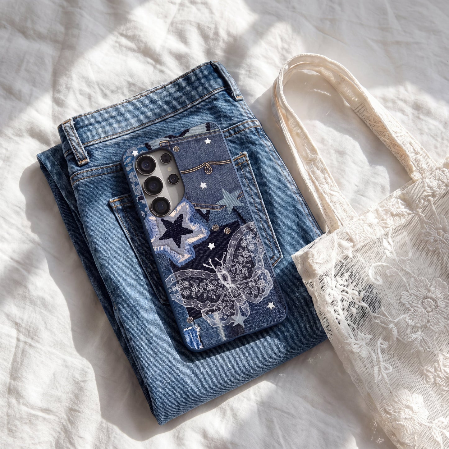 Navy Blue Double Denim Samsung Galaxy S26+(Plus) Case