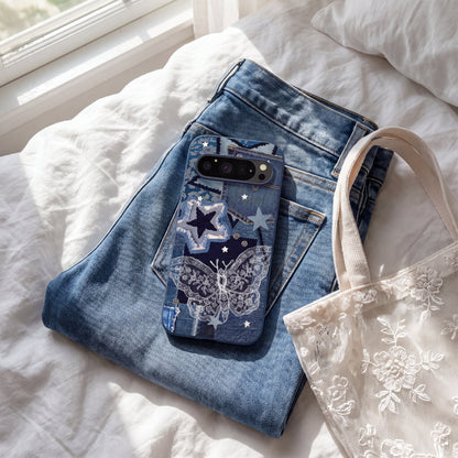Navy Blue Double Denim Google Pixel 10/10 Pro Case