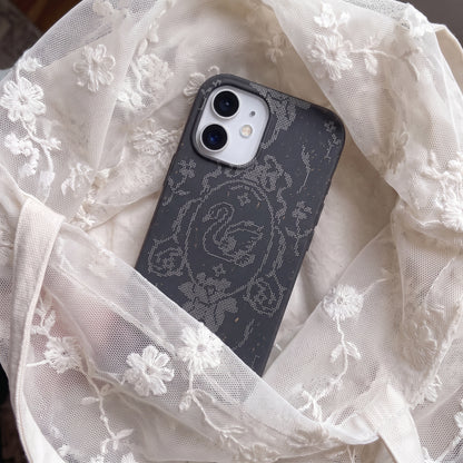 Black Studded Swan iPhone 16e/17e Case