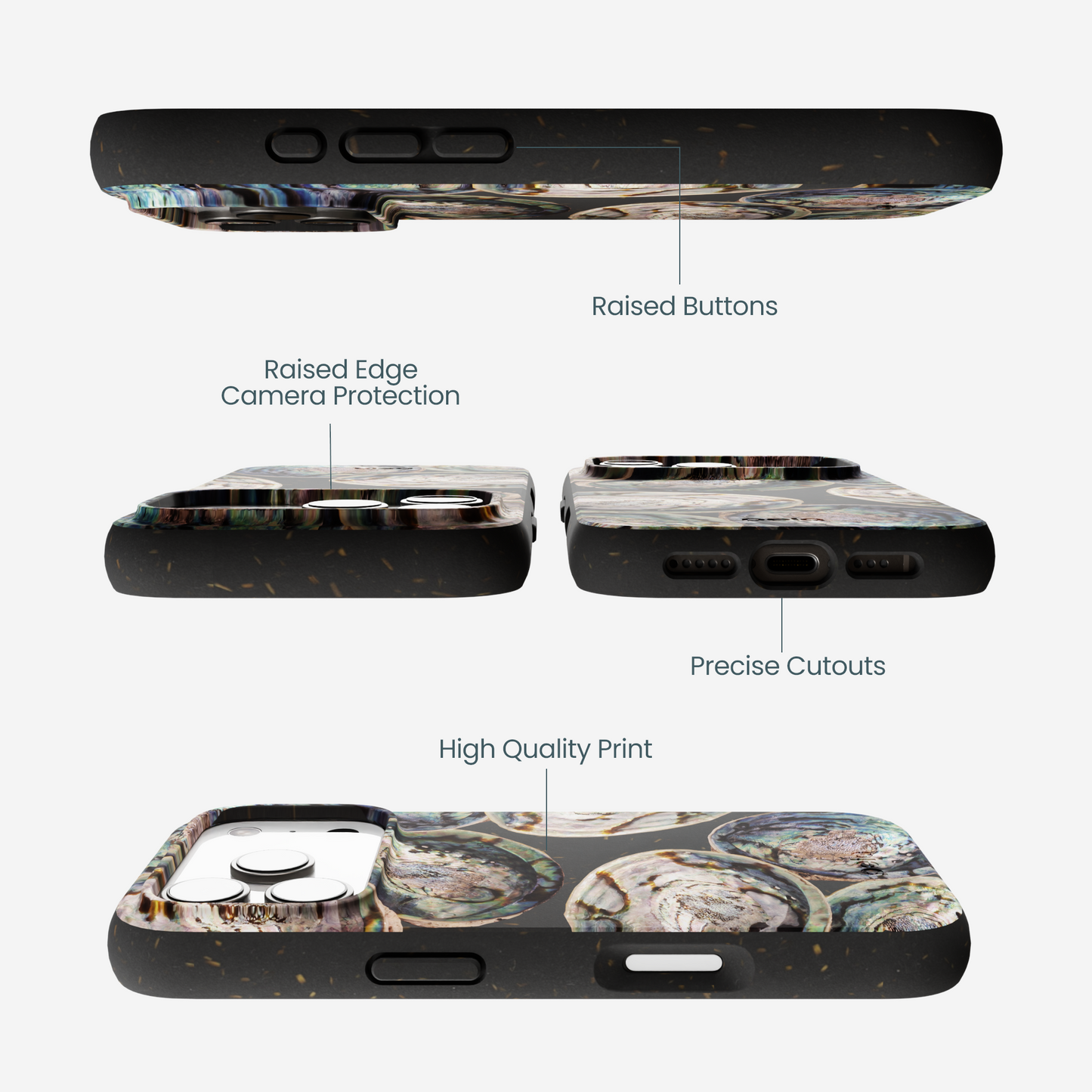 Black Abalone Shells iPhone 17 Pro Case