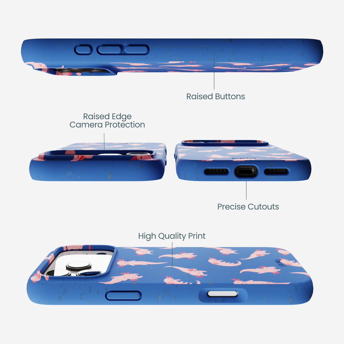 Electric Blue Axolotls iPhone 17 Pro Max Case