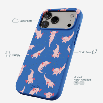 Electric Blue Axolotls iPhone 17 Pro Max Case