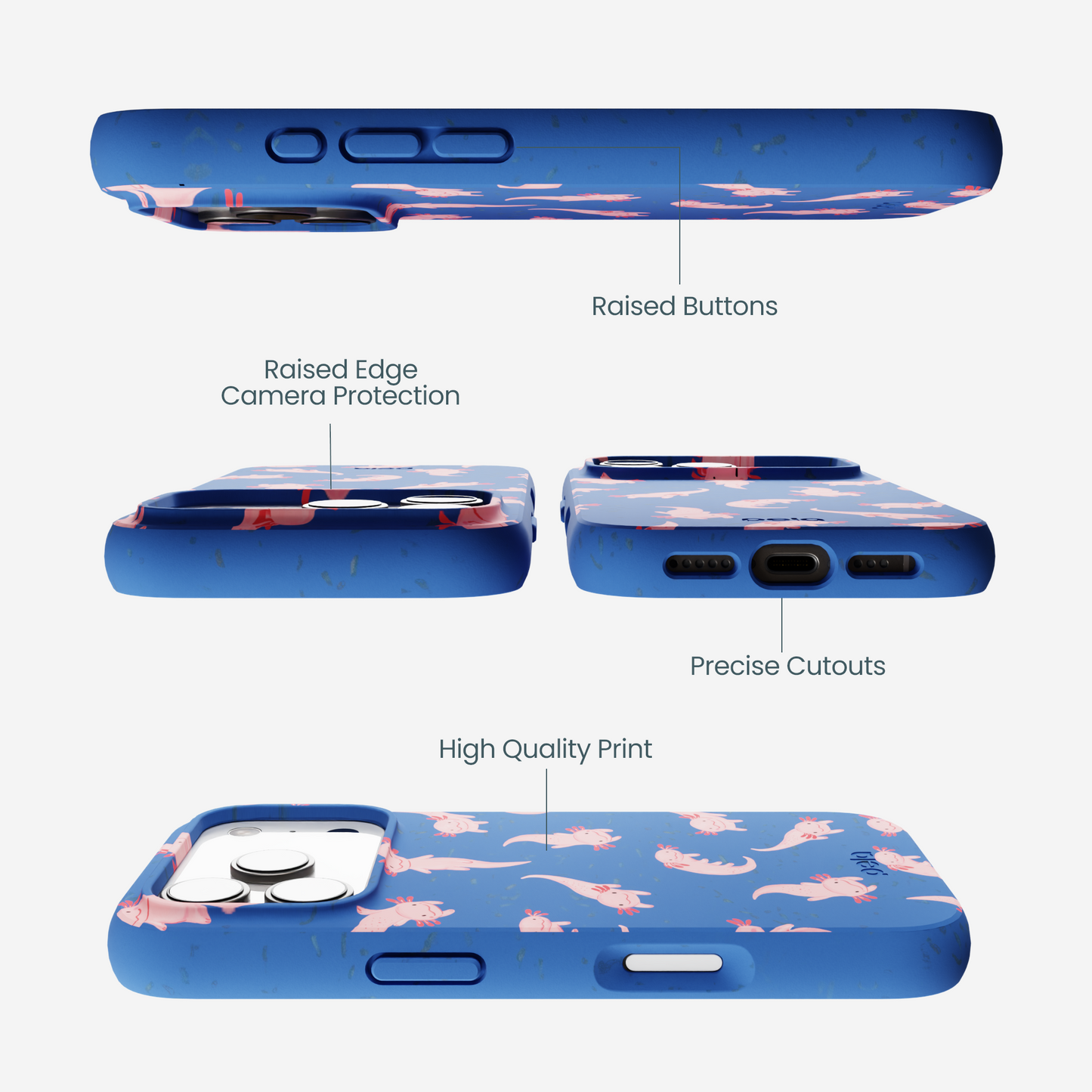 Electric Blue Axolotls iPhone 17 Pro Case