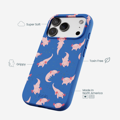 Electric Blue Axolotls iPhone 17 Pro Case