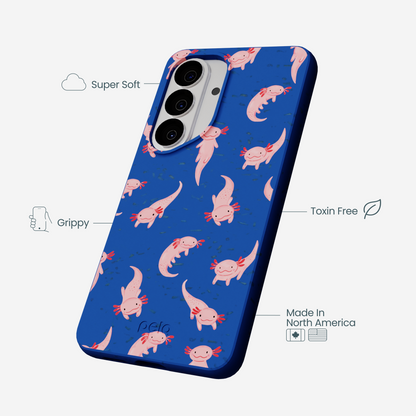 Electric Blue Axolotls Samsung Galaxy S26 Case