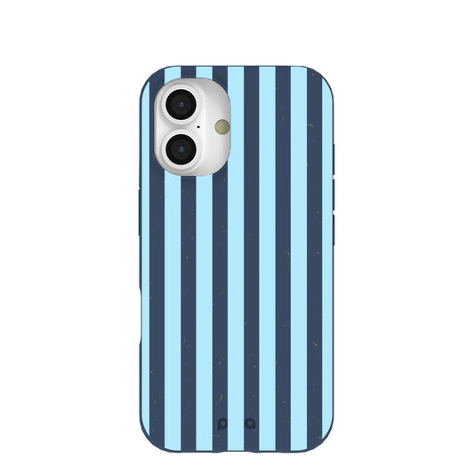 Navy Blue Baby Blue Stripes iPhone 16 Case