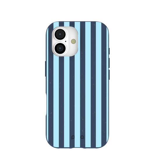 Navy Blue Baby Blue Stripes iPhone 17 Case