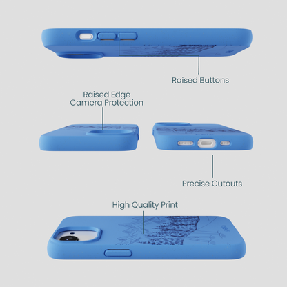 Electric Blue Backcountry Ski iPhone 16e/17e Case