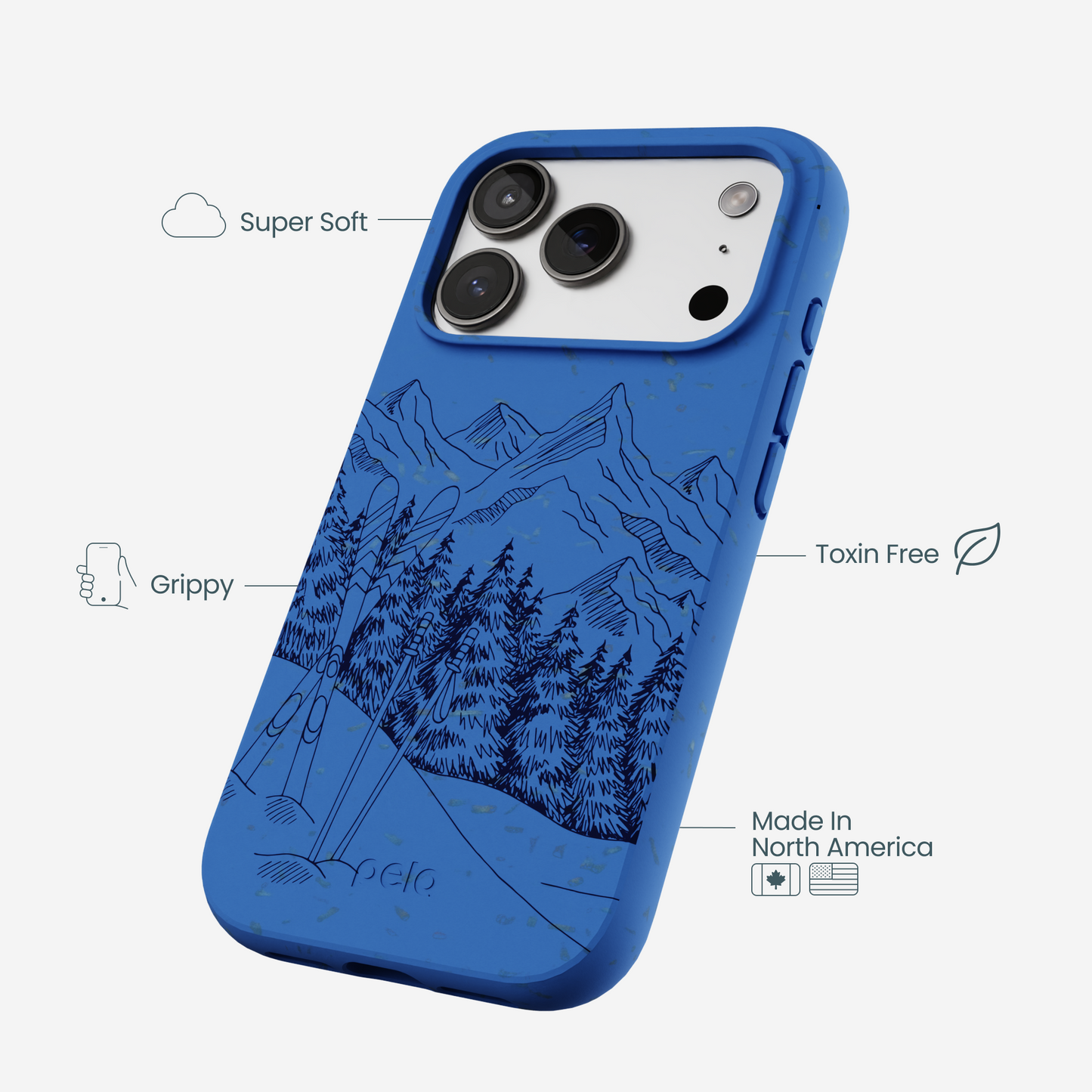 Electric Blue Backcountry Ski iPhone 17 Pro Case