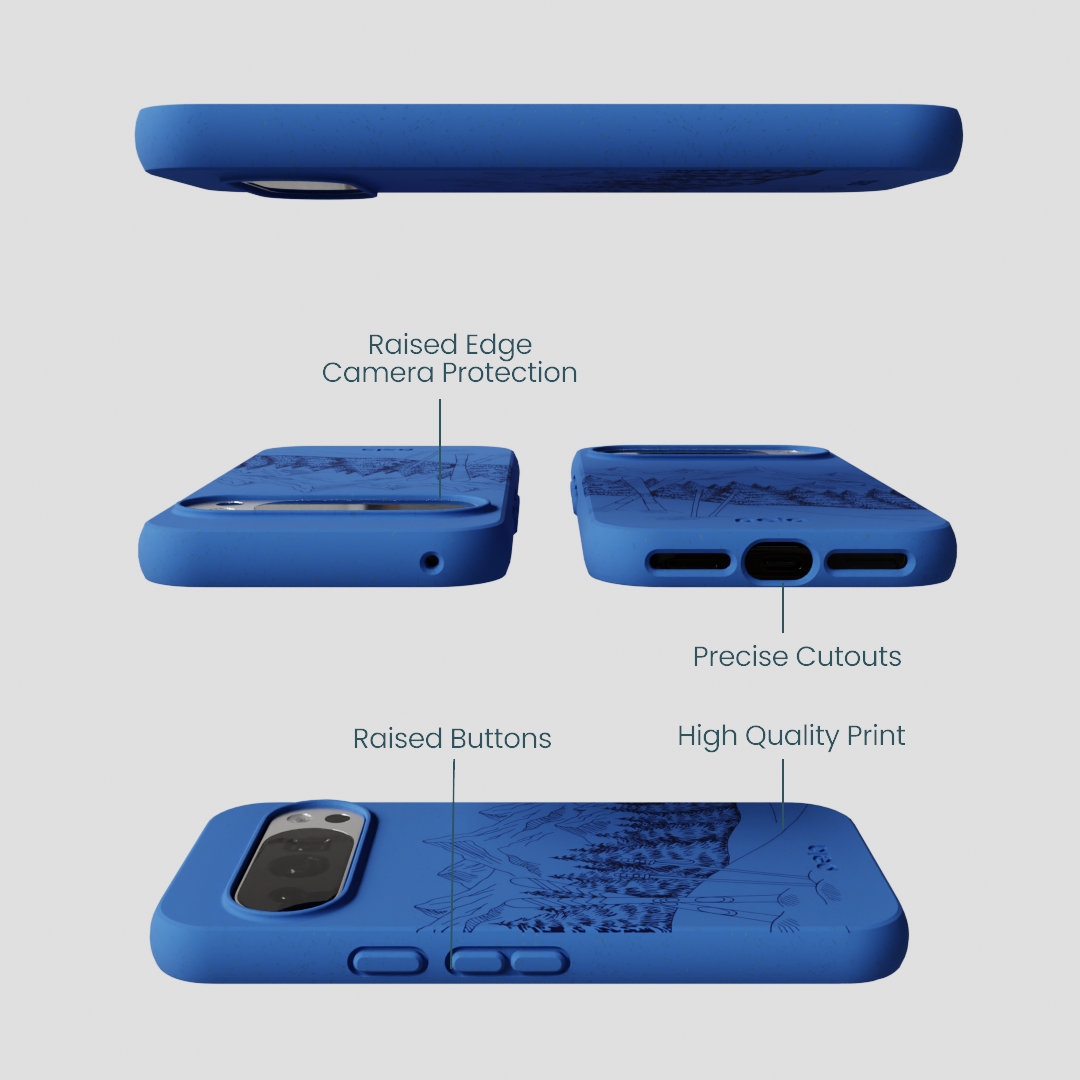 Electric Blue Backcountry Ski Google Pixel 10/10 Pro Case