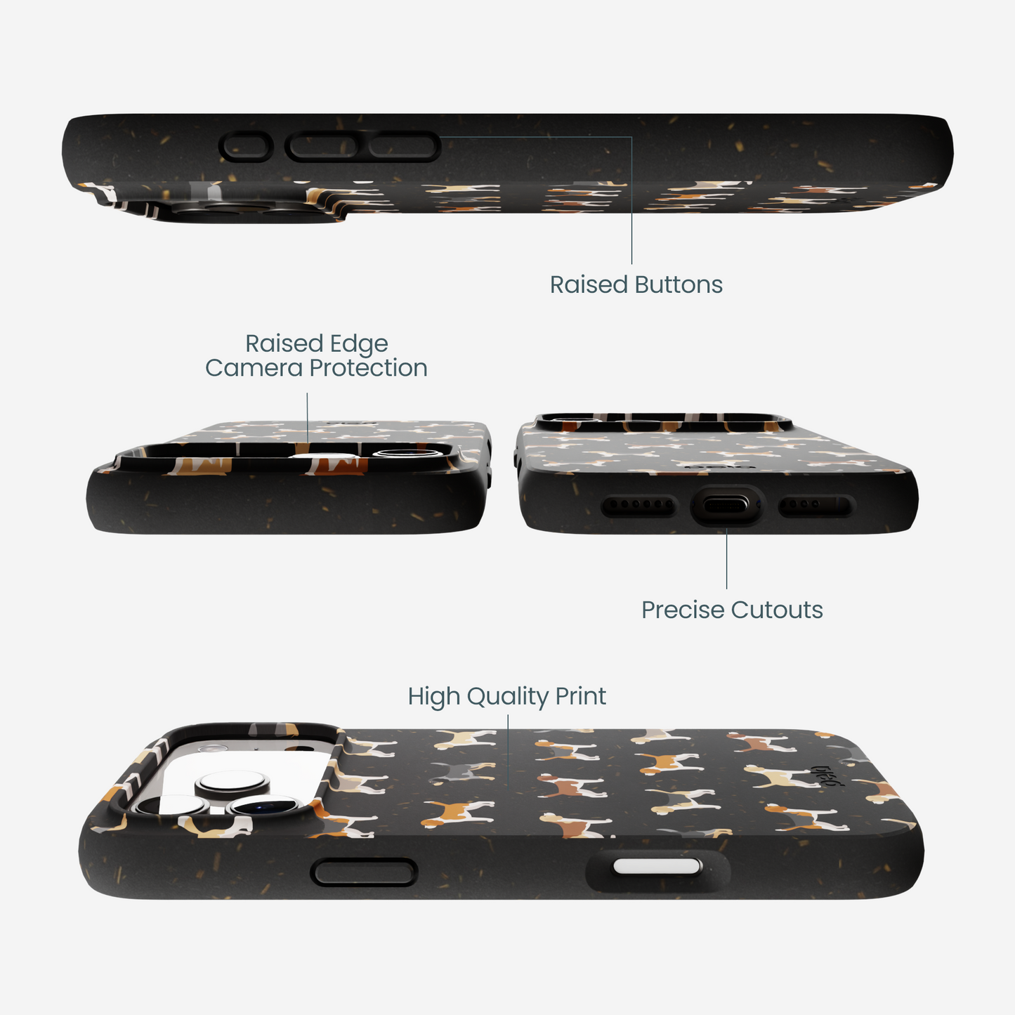 Black Beagle Buds iPhone 17 Pro Max Case
