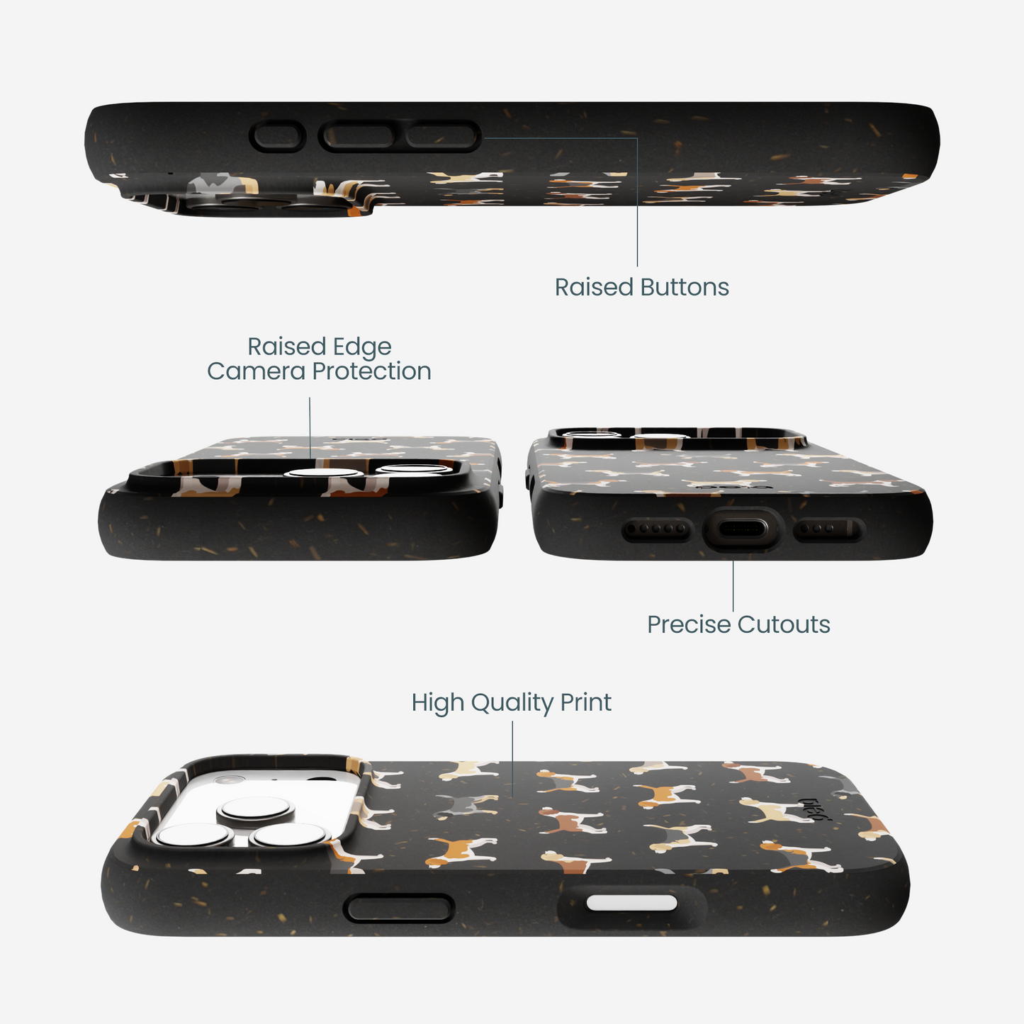 Black Beagle Buds iPhone 17 Pro Case