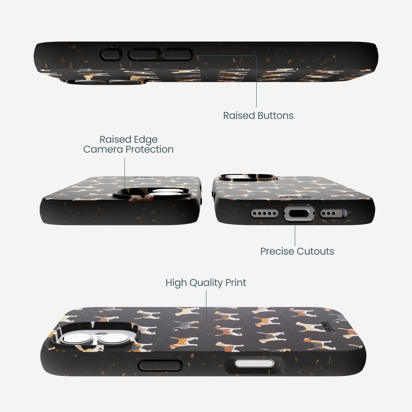 Black Beagle Buds iPhone 17 Case