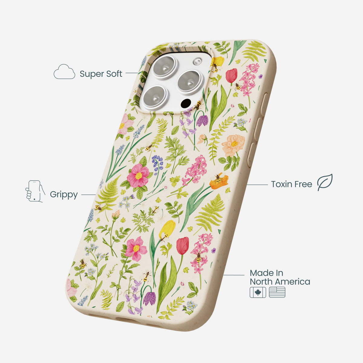 Seashell Bee Meadow iPhone 16 Pro Max Case