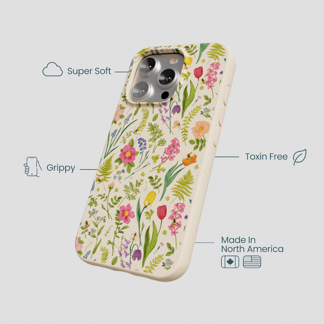Seashell Bee Meadow iPhone 16 Pro Case