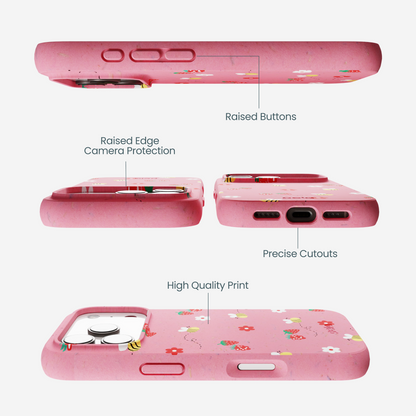 Bubblegum Pink Bees n Berries iPhone 17 Pro Case
