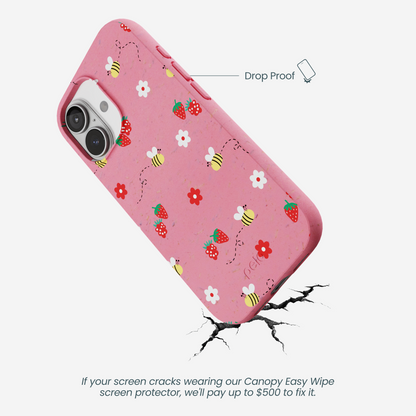 Bubblegum Pink Bees n Berries iPhone 17 Case