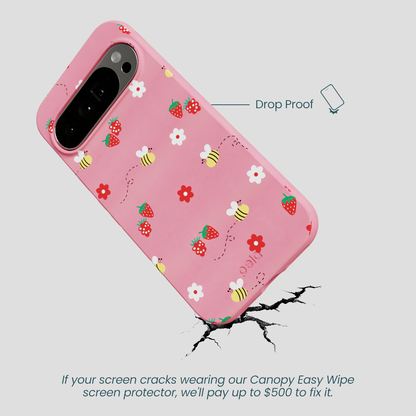 Bubblegum Pink Bees n Berries Google Pixel 10 Pro XL Case