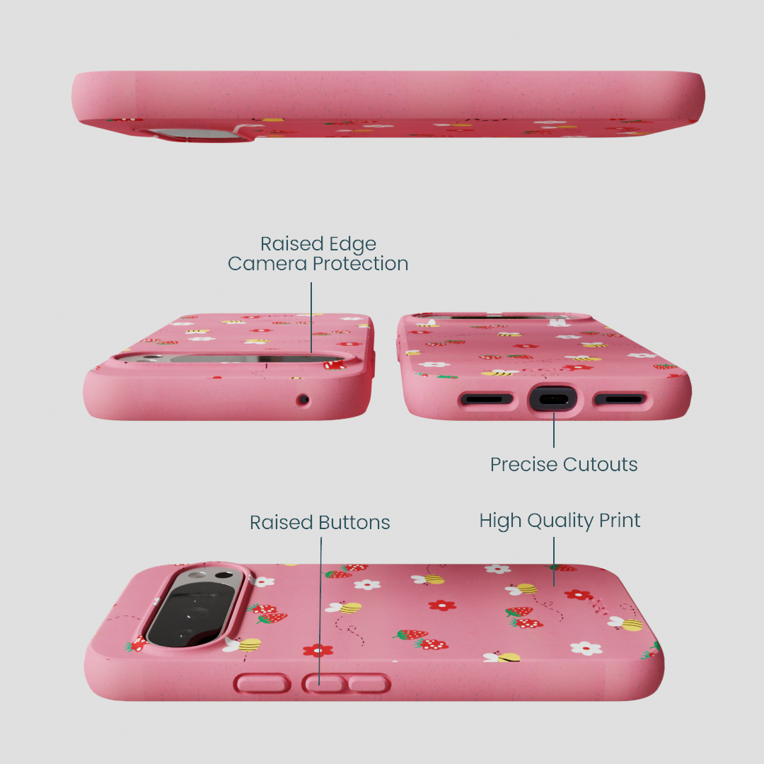 Bubblegum Pink Bees n Berries Google Pixel 10 Pro XL Case