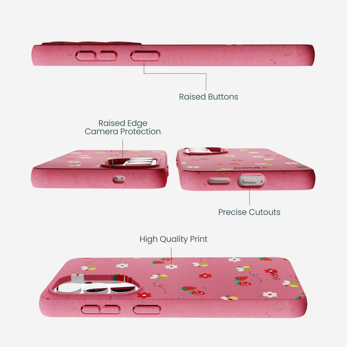Bubblegum Pink Bees n Berries Samsung Galaxy S26 Case