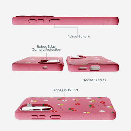 Bubblegum Pink Bees n Berries Samsung Galaxy S26 Case