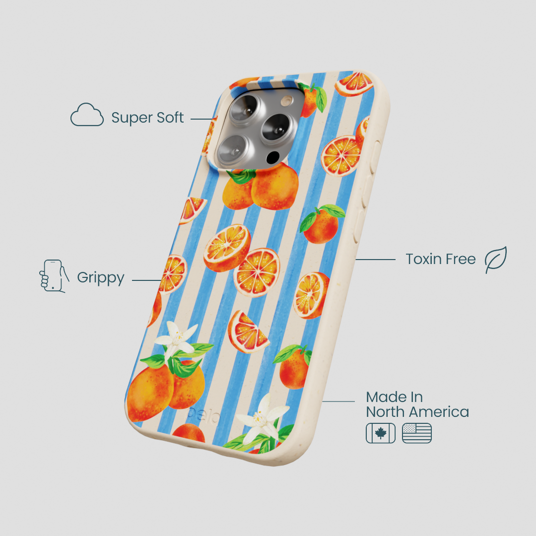 Seashell Blood Orange Stripes iPhone 16 Pro Case