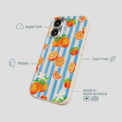Seashell Blood Orange Stripes iPhone 16 Case