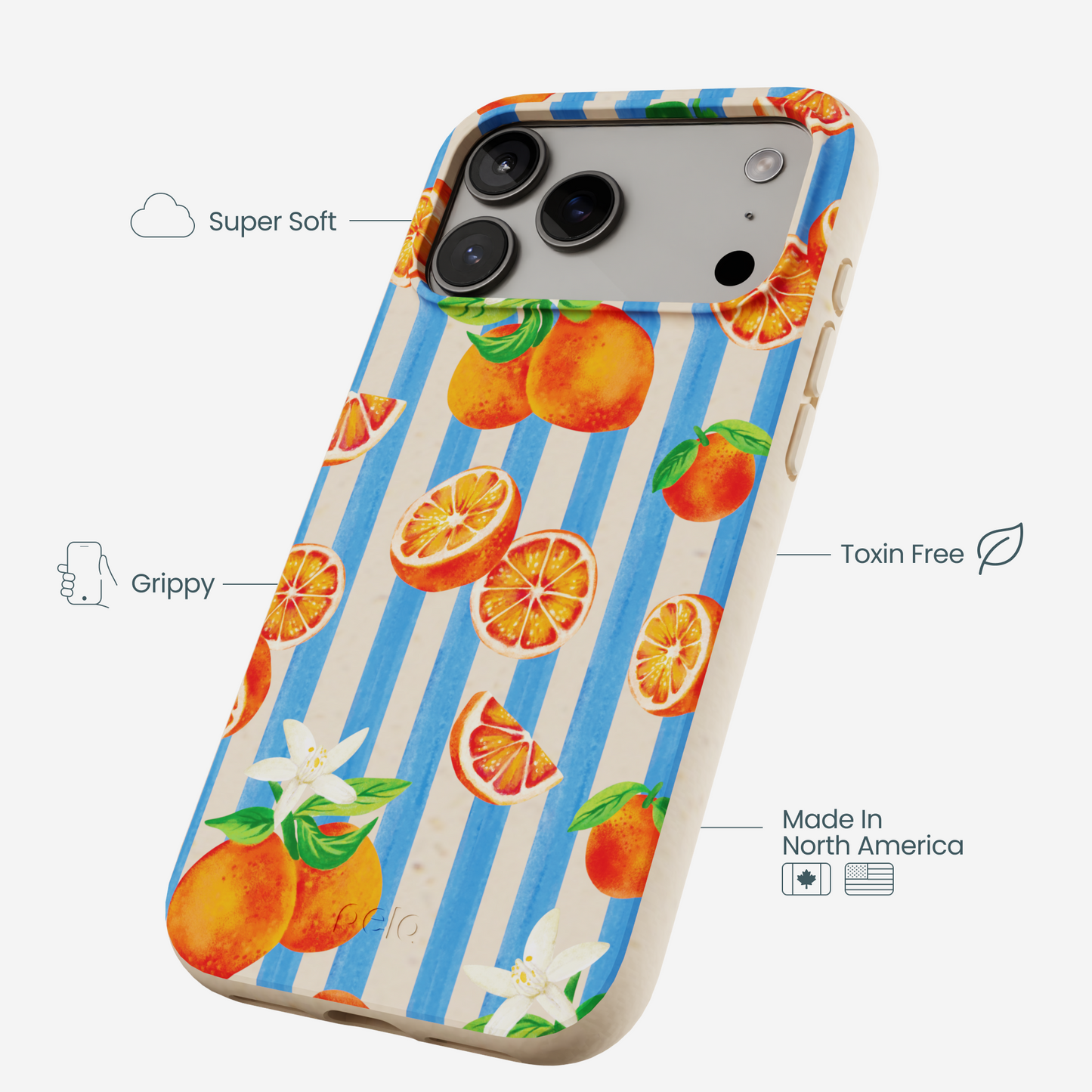 Seashell Blood Orange Stripes iPhone 17 Pro Max Case