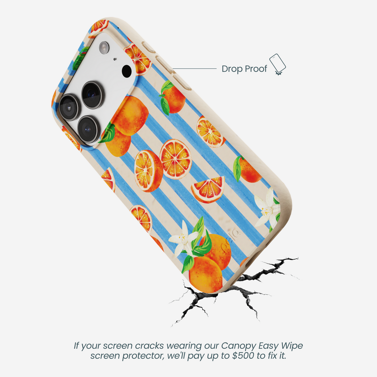 Seashell Blood Orange Stripes iPhone 17 Pro Case